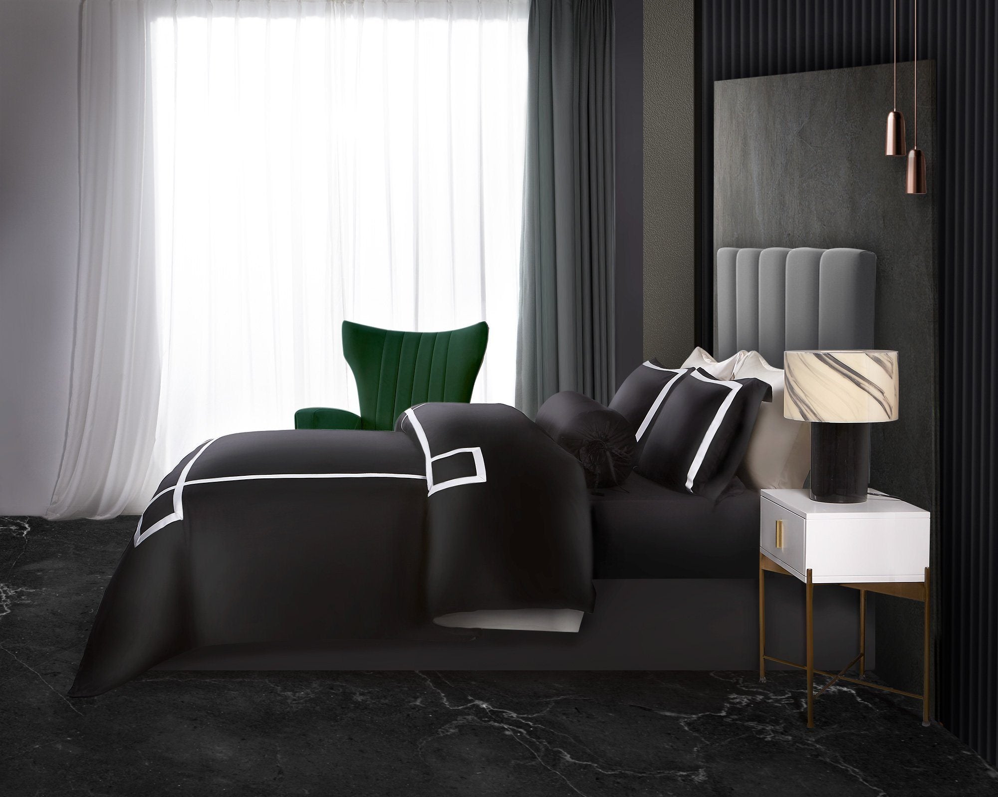Hotelier Prestigio™ Onyx Black Quilt Cover
