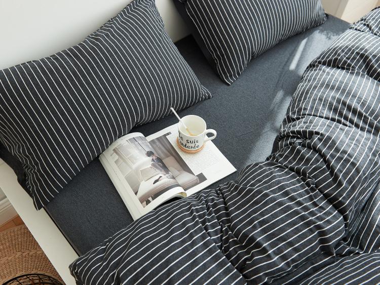 Cotton Pure™ Classic Black Stripe Jersey Cotton Quilt Cover