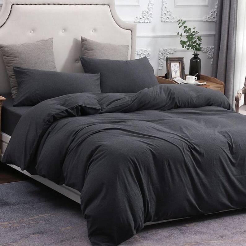Cotton Pure™ Preto Black Jersey Cotton Quilt Cover